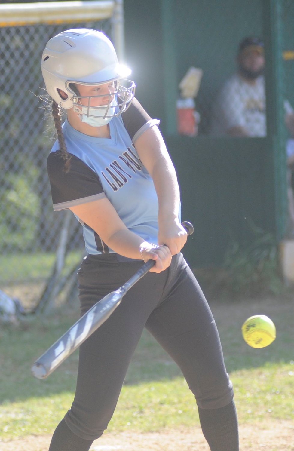 Missed connection. Sullivan West’s Felicity Bauernfeind came close to tagging a Donnelly curveball.